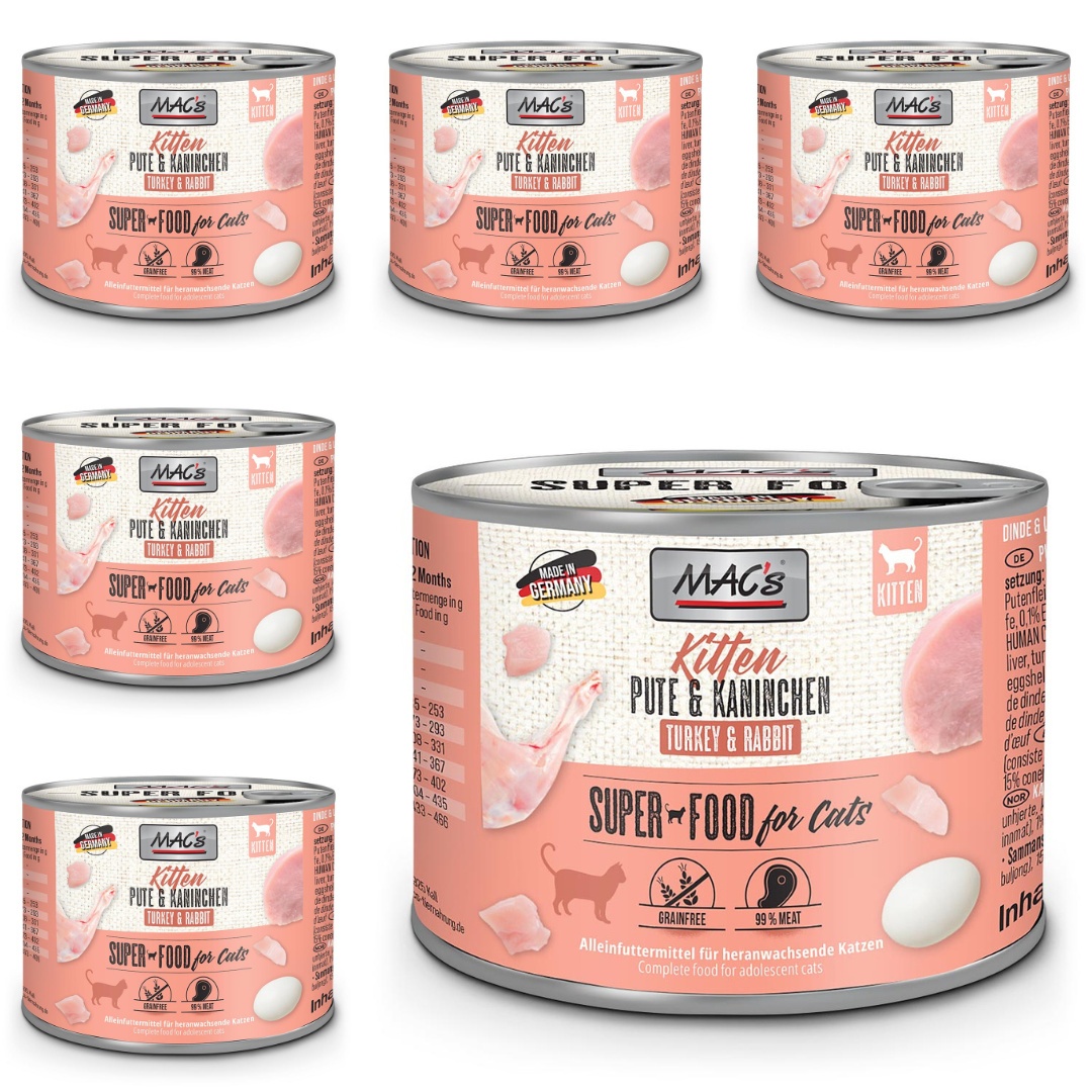 Pakiet Mac's Superfood Kitten indyk i królik zestaw 6x200g Koci sklep